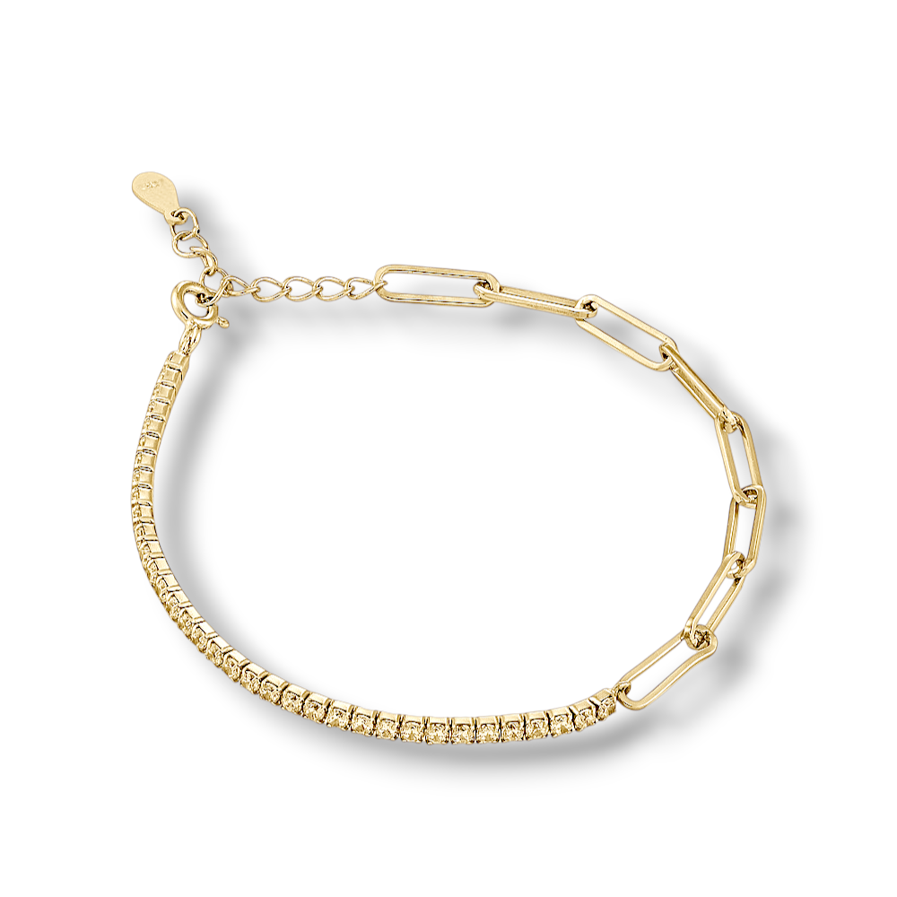 Narukvica tenis sa kamenčićima zlatna